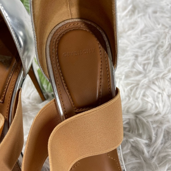 GIVENCHY Silver Foil Ankle Strap Heels Size 36 - Picture 4 of 10